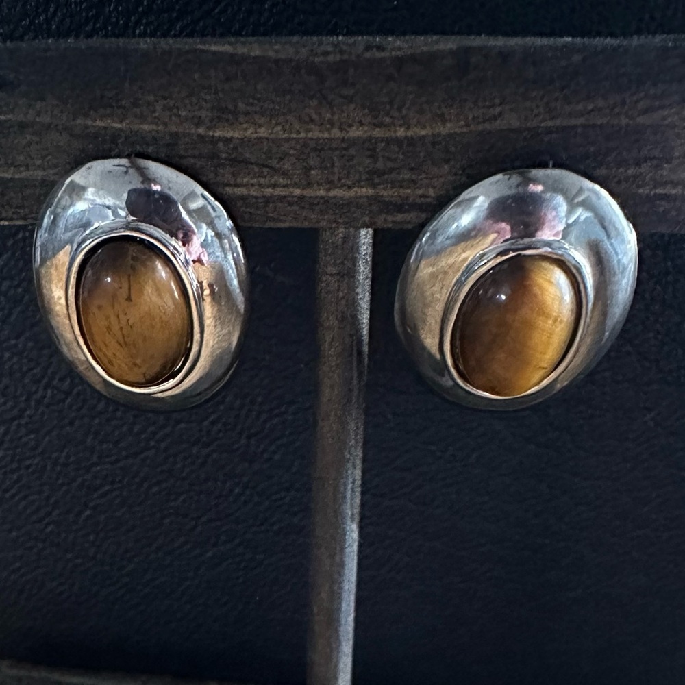 Silver tone faux stone earrings